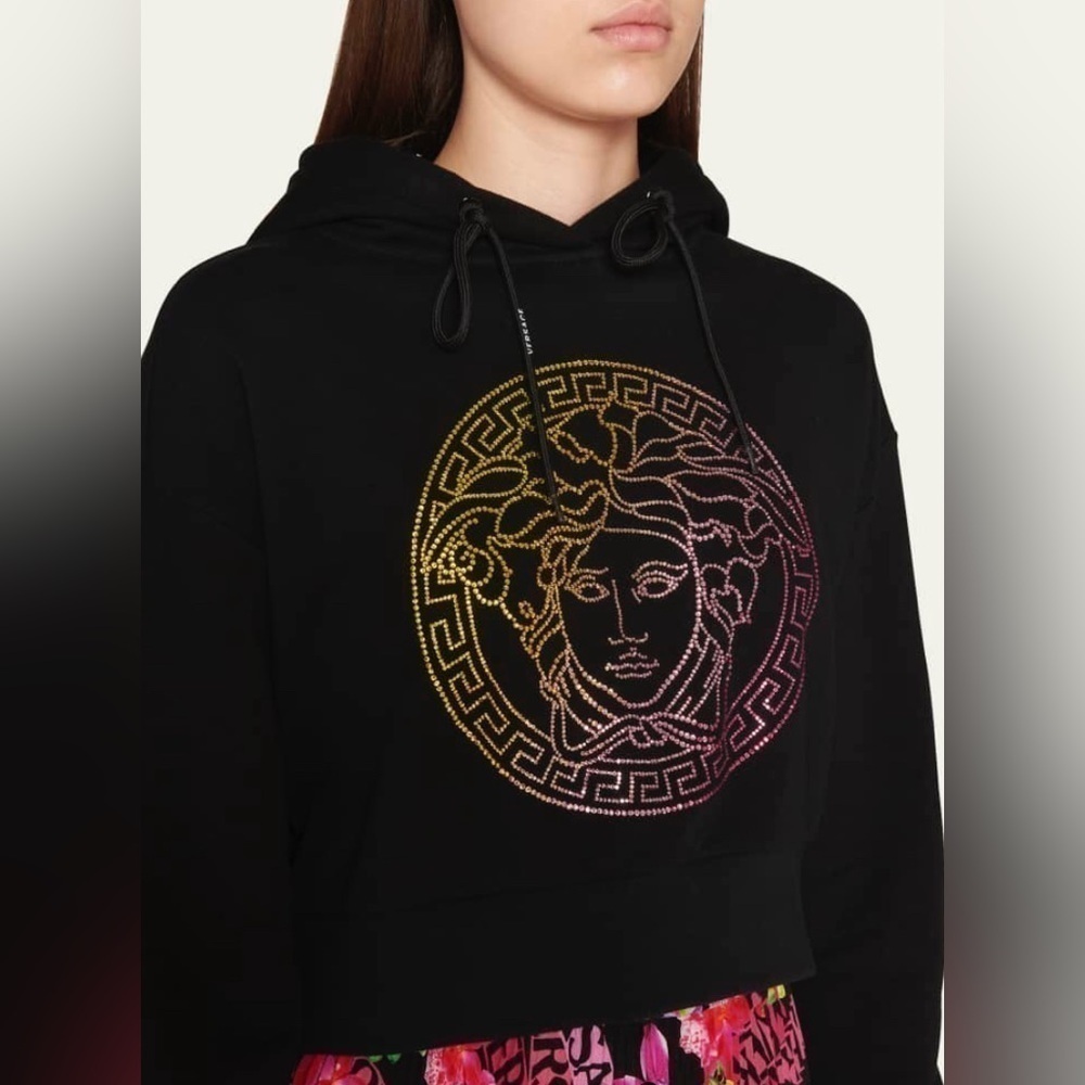 Versace hooded sweatshirt with rainbow bejeweled Medusa logo 2024 collection NWT